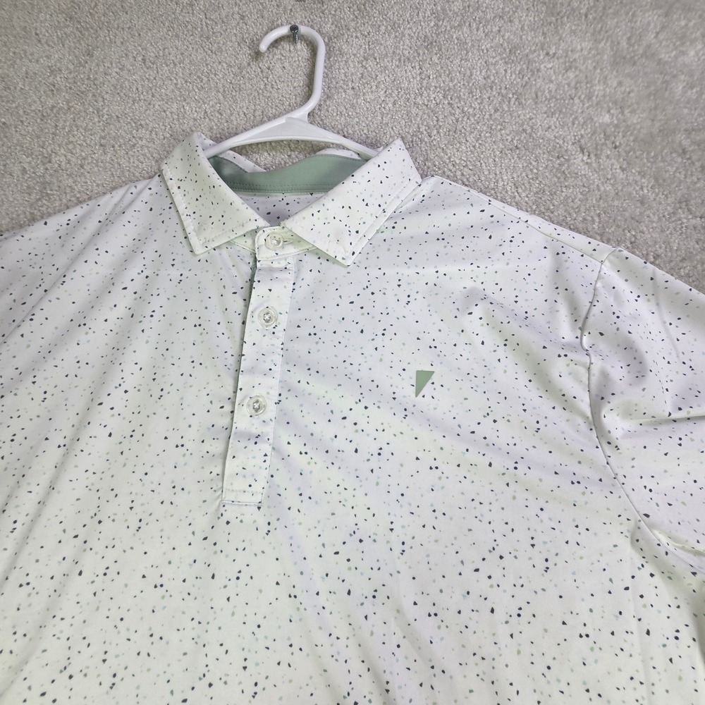 Primo Mens Performance Golf Polo Shirt White Speckled Large Short Sleeve